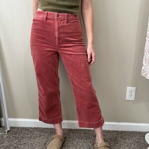 Madewell Slim Emmett Wide Leg Corduroy Crop, 28